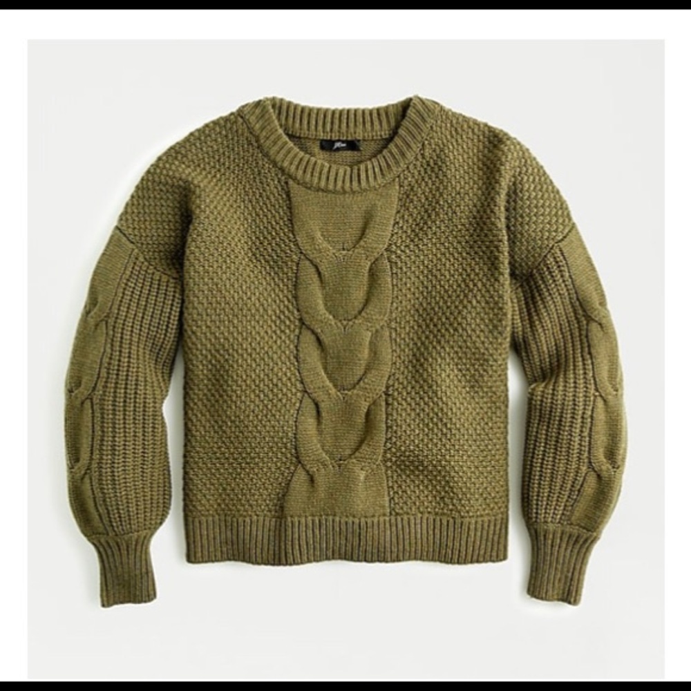 NWT Jcrew cable knit balloon sleeve sweater size L
